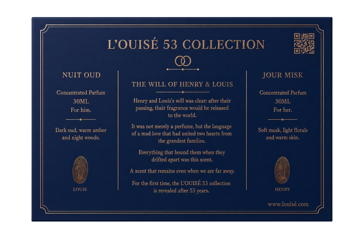 L'OUISÉ 53 coffret lid engraved with the will of Henry & Louis